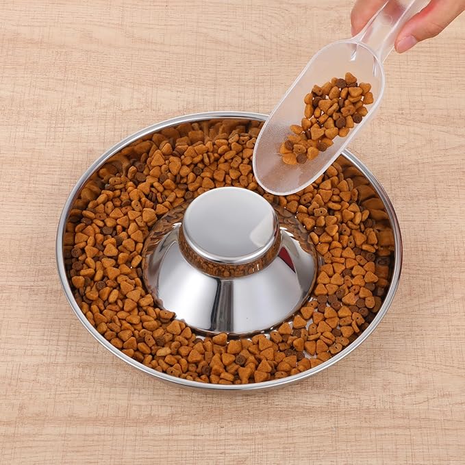 4 Pcs Stainless Steel Puppy Bowls, 10.2 Inch Silver Multiple Puppy Feeding Station, Non Skid Dog Food and Water Bowls for Weaning, Litter Feeding, and Slow Feeder Use