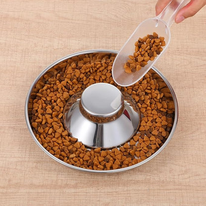 4 Pcs Stainless Steel Puppy Bowls, 10.2 Inch Silver Multiple Puppy Feeding Station, Non Skid Dog Food and Water Bowls for Weaning, Litter Feeding, and Slow Feeder Use