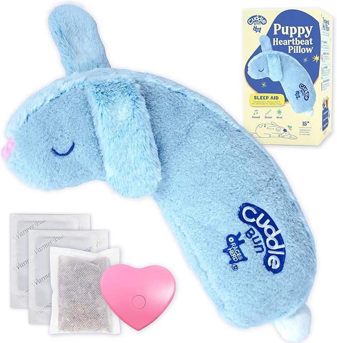 Race&Herd CuddleBun Heartbeat Puppy Toy Sleep Aid - Comfort Cuddler Pillow Dog Toy with Heartbeat for Puppies for Dog Anxiety Relief Calming Aid, Heartbeat Stuffed Dog Toy for Pets (Blue)