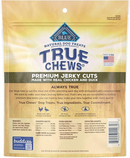 Blue Buffalo True Chews Premium Jerky Cuts Dog Treats, Made in the USA with Natural Ingredients, Duck, 12-oz Bag