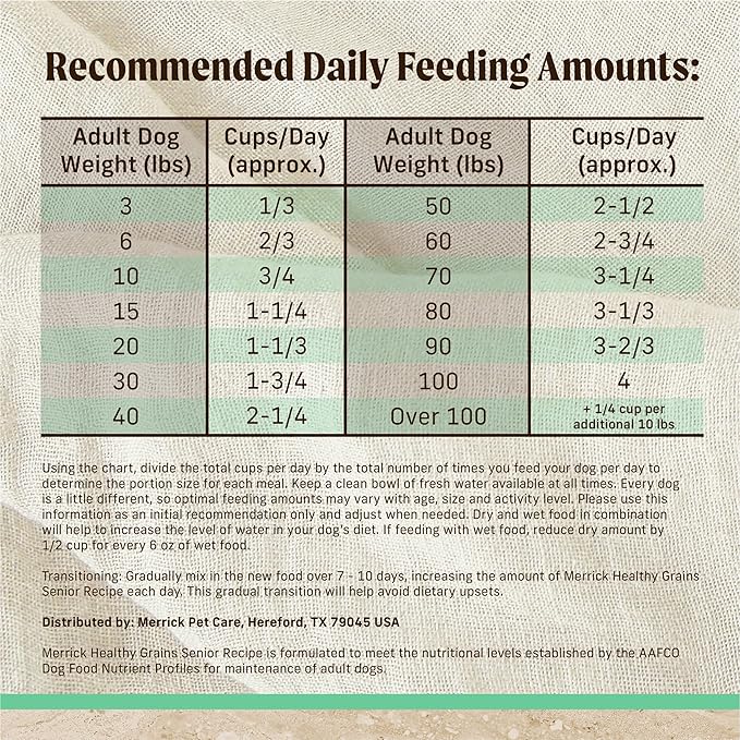 Merrick Healthy Grains Premium Dry Dog Food, Wholesome and Natural Dry Chicken Kibble, Senior Recipe - 25.0 lb. Bag