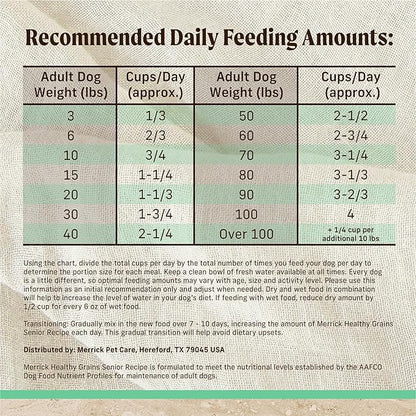Merrick Healthy Grains Premium Dry Dog Food, Wholesome and Natural Dry Chicken Kibble, Senior Recipe - 25.0 lb. Bag