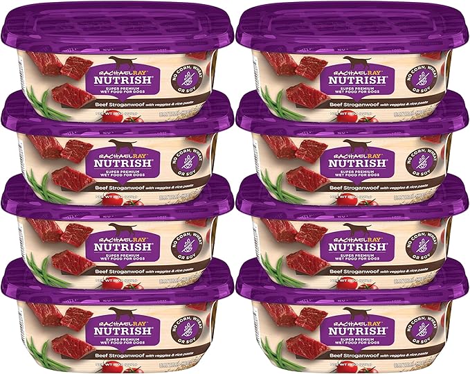 Nutrish Wet Dog Food Tubs, Beef Stroganwoof Recipe, 8 Ounce Tub (Pack of 8) (Rachael Ray)