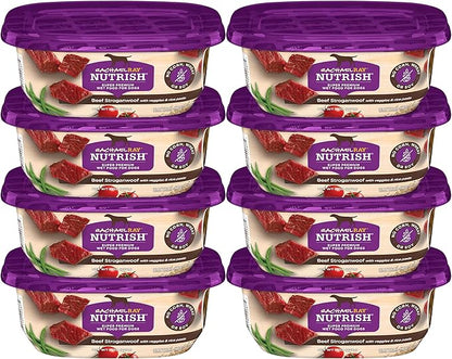 Nutrish Wet Dog Food Tubs, Beef Stroganwoof Recipe, 8 Ounce Tub (Pack of 8) (Rachael Ray)