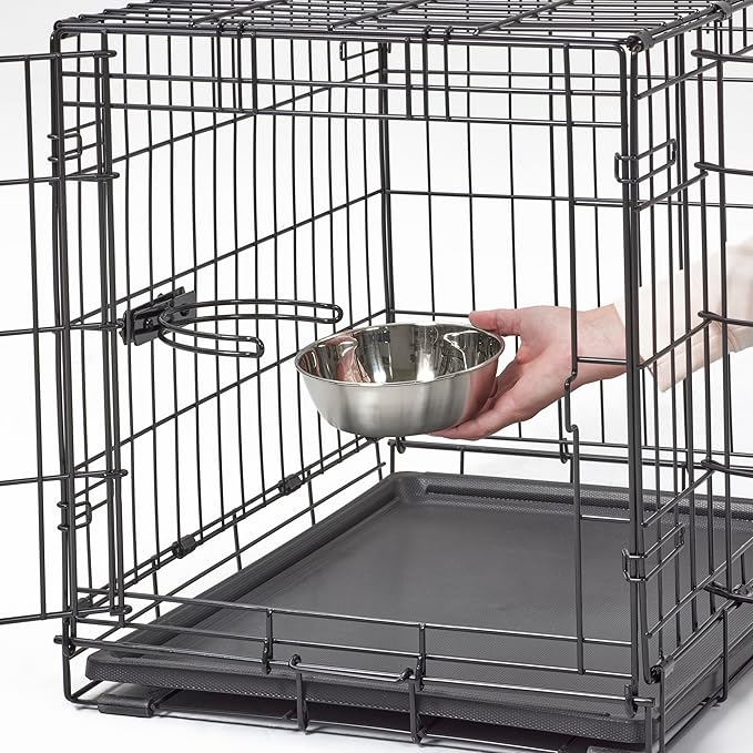 MidWest Homes for Pets Double Door iCrate Starter Kit, 24-inch Dog Crate Bundle for Small Breeds, Includes Cage, Pet Bed, 2 Bowls and Privacy Cover