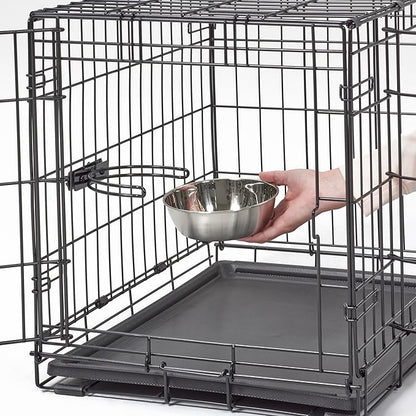 MidWest Homes for Pets Double Door iCrate Starter Kit, 24-inch Dog Crate Bundle for Small Breeds, Includes Cage, Pet Bed, 2 Bowls and Privacy Cover
