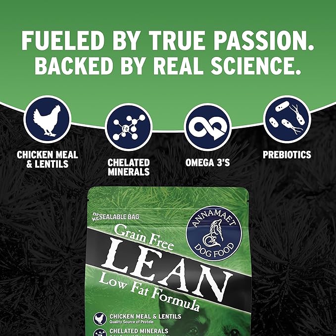 Annamaet Grain-Free Lean Reduced Fat Formula Dry Dog Food, (Chicken & Duck), 25-lb Bag