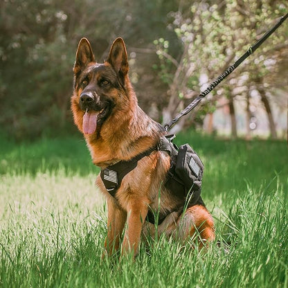 Forestpaw Tactical Dog Leash for Large Dogs,Heavy Duty Bungee Dog Leash with Shock Absorption,2 Padded Handles for Training Running Walking,Adjustable 4-5FT,Black