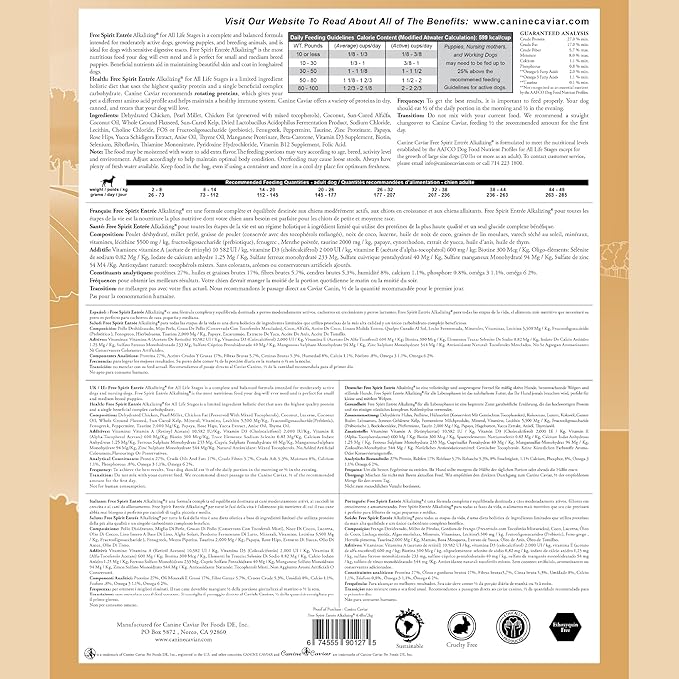 Canine Caviar - Free Spirit: Chicken & Pearl Millet Alkaline Dry Dog Food, Limited Ingredients, Gluten-Free, Based on Science & Research, Veterinary Alternative Diet (4.4 Pound Bag) (Pack of 2)