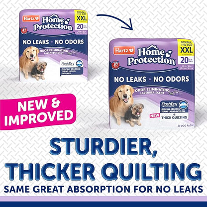 Hartz Home Protection Super Absorbent Odor Eliminating Lavender Scented No Leak Dog Pads, XXL 20 count