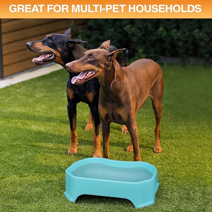 Neater Pet Brands Extra Large Water Bowl for Dogs, Outdoor Dog Water Bowl (1.25 Gallon XL Capacity), Big Trough Style Food Dish for Indoors or Outside, No Spill Large Dog Bowls, Aquamarine