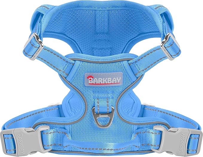 BARKBAY Dog Harness No Pull Mesh for Small Dogs - Adjustable, Reflective, Comfortable, No Choke, Heavy-Duty - Perfect for Outdoor Training, Walking, and Hiking - Strong & Durable - S & Blue Mesh