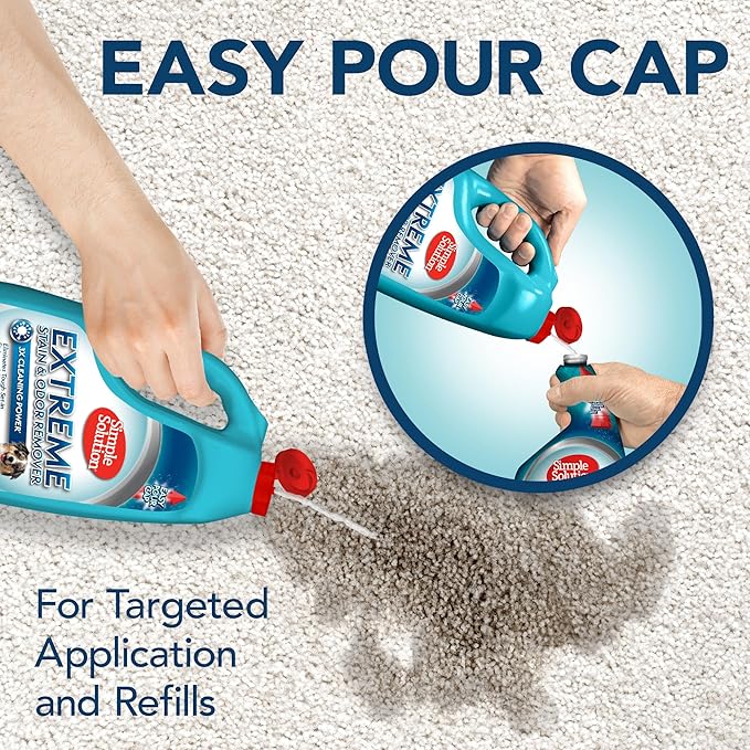 Simple Solution Extreme Pet Stain and Odor Eliminator Spray for Dogs and Cats, Dog Urine Remover, Enzymatic Cleaner, Kitten & Puppy Essentials Pee & Poop Stain Remover for Carpets & Floors, 1 Gallon