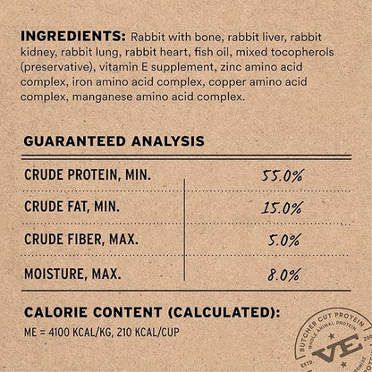 Vital Essentials Freeze Dried Dog Food, Raw Rabbit Crunchy Mini Nibs | Complete Meal or Topper | 96% Rabbit, Organs & Bone | Limited Ingredient, High Protein, Grain Free Dry Dog Food | 14 oz Bag