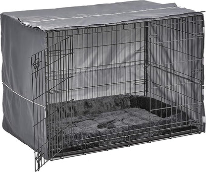 MidWest Homes for Pets Double Door 42-inch Dog Crate Kit, Bundle Includes a Two-Door Cage, Matching Gray Bed and Crate Cover, For Large Sized Breeds