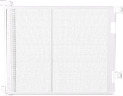 71 inches Extra Wide Retractable Baby Gate, 34 inches Tall Pet Gate for Stairs, Hallways, Kitchens, Safety Mesh Barrier for Kids and Dogs, Indoor Outdoor Use, White