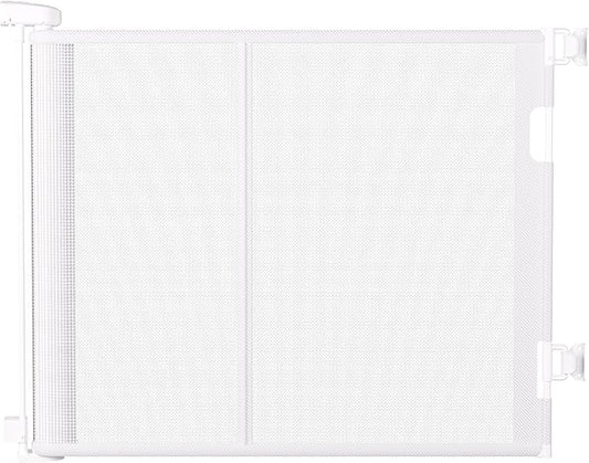 150 inches Retractable Baby Gate, 34 inches Tall Extra Wide Safety Gate for Large Hallways, Open Areas, Pet Zones, Durable Mesh Gate for Kids and Dogs, White