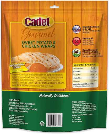 Cadet Gourmet Sweet Potato & Chicken Wraps Limited-Ingredient Dog Chews, Healthy and Natural Training Treats for Small and Large Dogs, 28 oz.