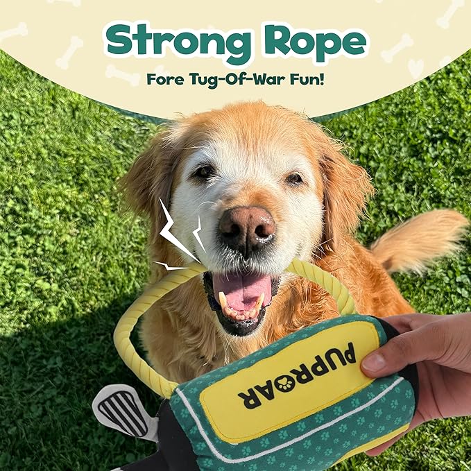 PUPROAR Golf Dog Toy, Funny Dog Birthday Gift with Rope, Cute Squeaky Puppy Toy