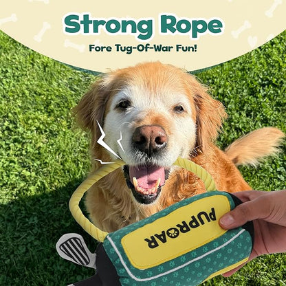 PUPROAR Golf Dog Toy, Funny Dog Birthday Gift with Rope, Cute Squeaky Puppy Toy