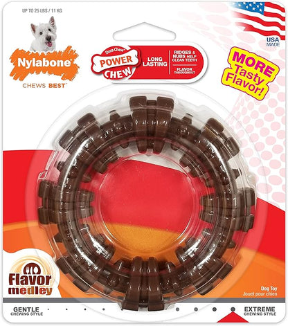 Nylabone Textured Ring Power Chew Toy for Small Dogs, Tough Dog Toys Durable Design for Aggressive Chewers, Best Dog Boredom Toys, Flavor Medley, Small - Up to 25 lbs (1 Count)