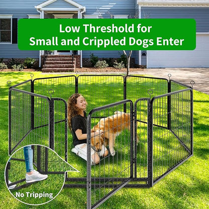 Kfvigoho Dog Playpen Outdoor Extra Wide 32 Piece Panels Heavy Duty Dog Fence 32" Height Anti-Rust with Doors Portable for RV Camping Yard, Total 84FT, 561 Sq.ft, Snowy Black