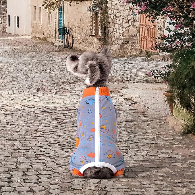 Dog Surgery Recovery Suit, Dog Onesie for Surgery Female Male Dogs, Dogs Pajamas Long Sleeve, Small Dogs Onesie, Abdominal Wound Bandages Surgical Suit, Cat Recovery Suit for Shedding Skin Disease