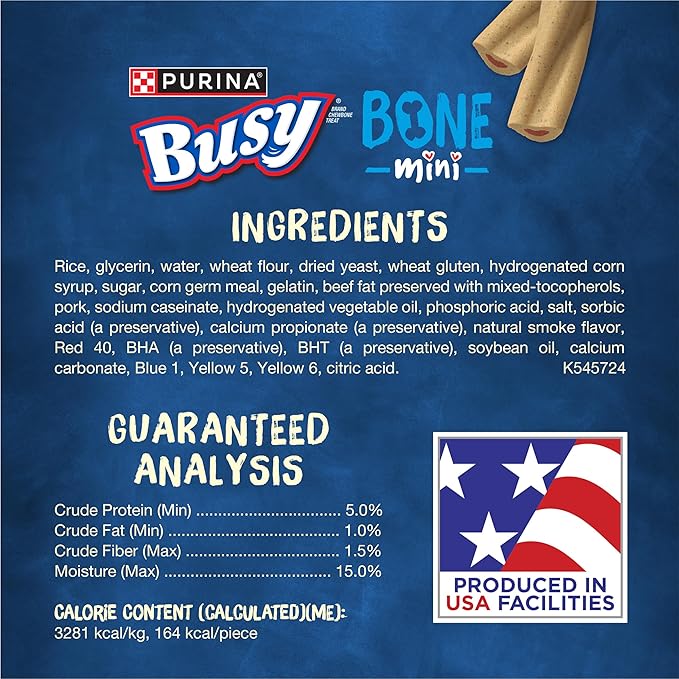 Purina Busy Made in USA Facilities Small Breed Dog Bones,Mini - 20 ct. Pouch,(Pack of 2)