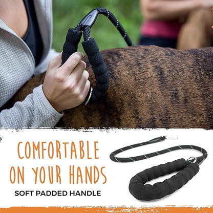 Mighty Paw Double Dog Leash with Rope Handle - Double Leash for Two Dogs No Tangle Design. Split Lead for 2 Pets. Adjustable to Fit All Sized Breeds. Reflective Dual Pet Lead for People with 2 Pups