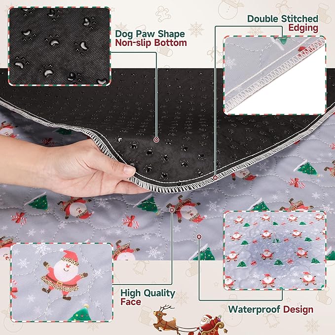 Aitmexcn Christmas Washable Pee Pad for Dogs, 2PCS 31x36in Xmas Super Absorbent Reusable Puppy Pads Pet Training Pads, Waterproof mats for Playpen, Crate, Whelping Box, Potty Training