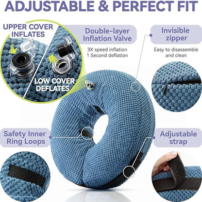 Loflaze Inflatable Dog Cone Collar - Dog Neck Donut Cone Collar Alternative After Surgery - Soft Cone for Large Medium Small Dogs Cats - Alternative Recovery E Collar (Blue, XL)