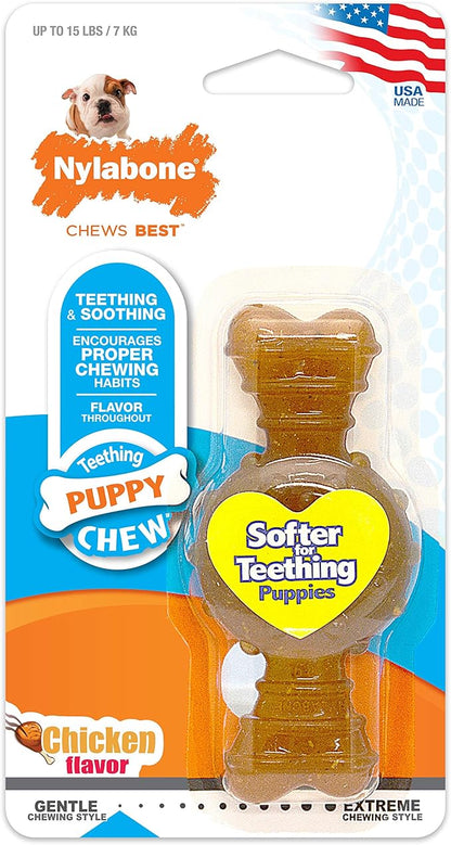 Nylabone Ring Bone Chew Toy for Puppies, Puppy Teething Toys, Puppy Enrichment Toys, Chicken Flavor, X-Small Dogs - Up to 15 lbs, 1 Count (Pack of 2)