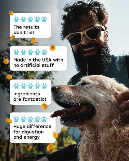 Probiotics for Dogs – Gut Health Support for Less Gas, Better Digestion & Regular Stools – Soft Beef Chews with Digestive Enzymes, Prebiotics & Fiber – 140 Count