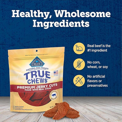 Blue Buffalo True Chews Premium Jerky Cuts Dog Treats, Made in the USA with Natural Ingredients, Beef, 20-oz Bag