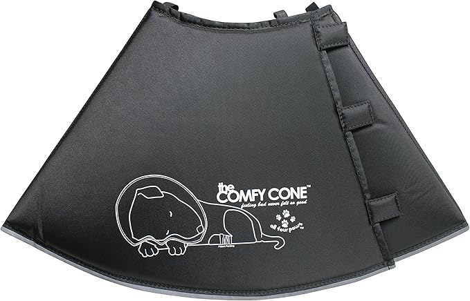 All Four Paws Comfy Cone Pet Cone for Dogs, Cats, Medium (Extra-Long), Black - Comfortable Soft Dog Cone Collar Alternative for After Surgery, Wound Care, Spay, Neuter - Recovery Elizabethan-Collar