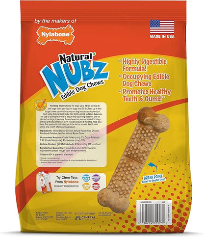 Nylabone Nubz Natural Dog Chew Treats for Large Dogs, Long Lasting Dog Bones Made in USA, Chicken Flavor Breath Freshener Dental Chews, For Dogs Over 30 lbs. (18 Count)
