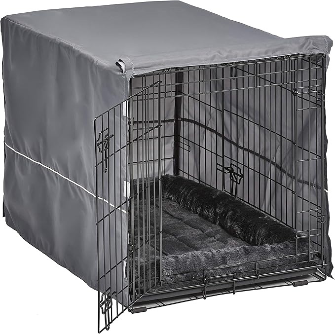 MidWest Homes for Pets Double Door 36-inch Dog Crate Kit, Bundle Includes a Two-Door Cage, Matching Gray Bed and Crate Cover, For Medium to Large Sized Breeds
