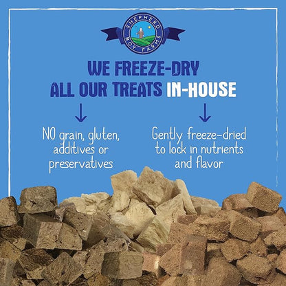 Shepherd Boy Farms Freeze Dried Dog and Cat Treats, Bison Liver, All Natural Freeze-Dried Dog Treat & Snacks, Made in USA, High in Protein, Essential Nutrition of Raw Food, 8oz