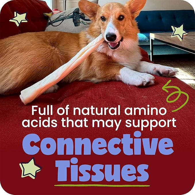 Pawstruck Natural Large 10-13” Beef Collagen Braids for Dogs – Long-Lasting Rawhide & Bully Stick Alternative, with Chondroitin & Glucosamine – 3 Pack