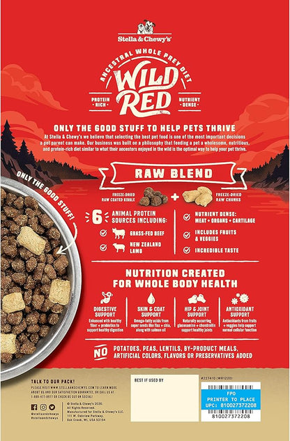 Stella & Chewy's Wild Red Dry Dog Food Raw Blend High Protein Wholesome Grains Red Meat Recipe, 3.5 lb. Bag