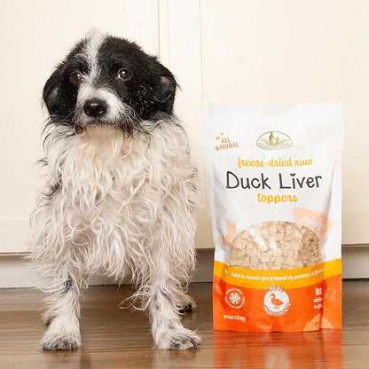 Fieldcrest Farms Freeze-Dried Duck Liver Dog Food Topper or Treat, 100% Single Ingredient Duck Liver, High-Protein, Raw & Grain-Free, 12 oz