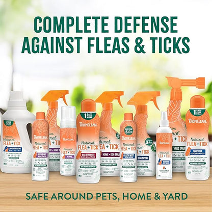 TropiClean Natural Flea & Tick Max Strength Shampoo & Bedding Spray Bundle, Dog Shampoo, Flea & Tick Treatment Protects & Repels - Made in USA