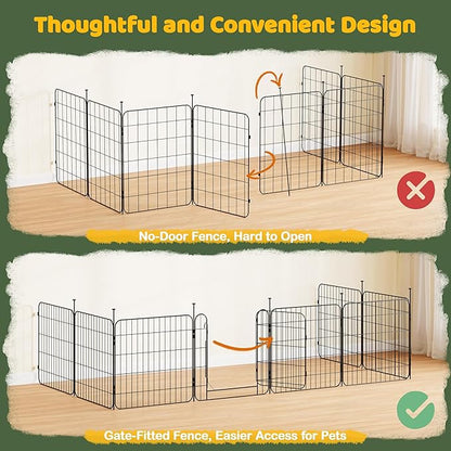 Yaheetech Expandable Dog Playpen, 8 Panel 24 inch Puppy Playpen with Door Indoor/Outdoor Pet Fence for Small Medium Dogs