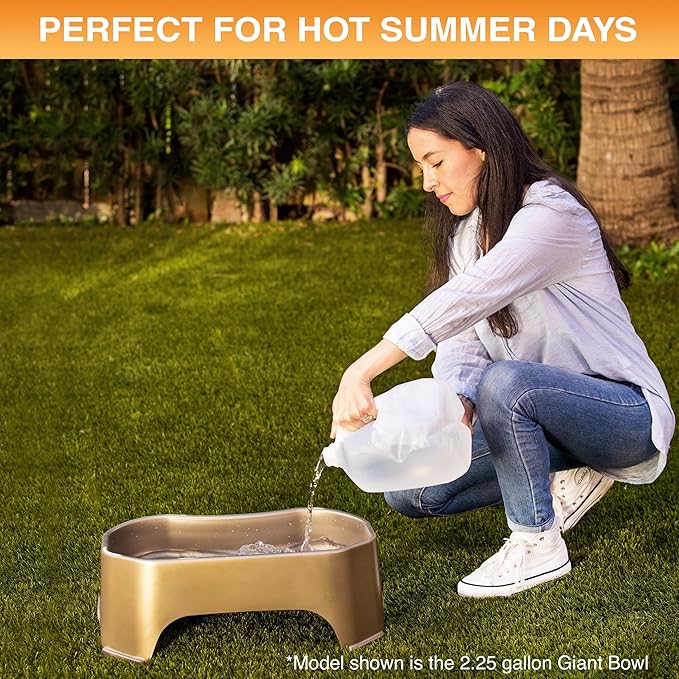 Neater Pet Brands Extra Large Water Bowl for Dogs, Outdoor Dog Water Bowl (1.25 Gallon XL Capacity), Big Trough Style Food Dish for Indoors or Outside, No Spill Large Dog Bowls, Champagne