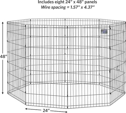 MidWest Homes for Pets 48-Inch Exercise Pen, for Indoor and Outdoor use, 16 Sq Feet of Play, Folding Dog Pen, No Door Design for Maximum Security, Easy to Set Up, Foldable Dog Playpen