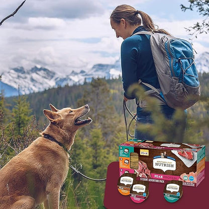 Nutrish Peak Protein Wet Dog Food Variety Pack, High Protein, Grain Free, 3.5oz Cups (Pack of 9), 2 Count (Rachael Ray)