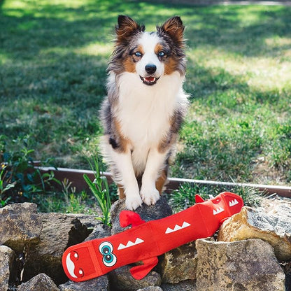 Outward Hound Fire Biterz Dragon Plush Firehose Material Interactive Dog Toy, Large
