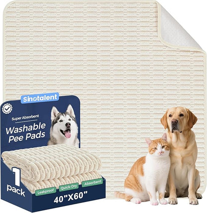 Washable Pee Pads for Dogs, Reusable Puppy Pads Dog Pads, Non-Slip Dog Pee Pads, Leakproof Pet Pee Pads Wee Wee Pads for Dogs. (Cream White, 40"x60"(Pack of 1))