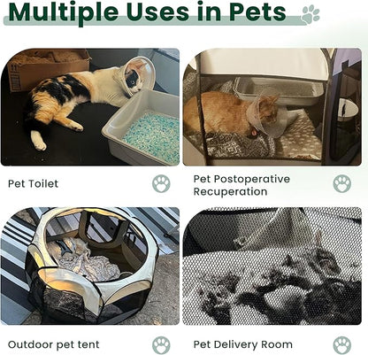 Love's cabin Pet Puppy Dog Playpen, Small Dog Tent Crates Cage Indoor/Outdoor, Portable Playpen for Cat, Foldable Pop Up Dog Kennel Playpen with Carring Case, Removable Zipper Top, Olive Green