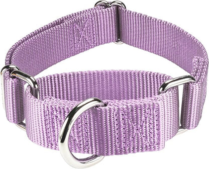 Mikivery Martingale Dog Collar Nylon Adjustable and Safety Training Metal Buckle Dogs Collars for Small Medium and Large Breed(Violet,M)